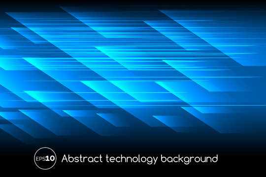 Abstract vector technology background. Tech motion lines parallel blue concept