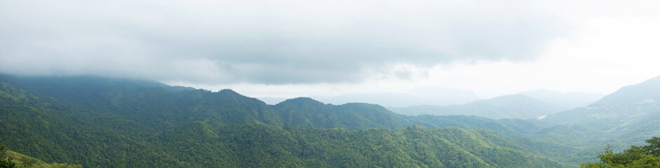 Panorama of Green Mountain Valley in Thailand