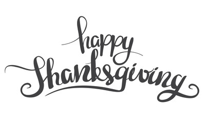 Vector illustration: Black Handwritten lettering Happy Thanksgiving isolated on white background. Calligraphy.
