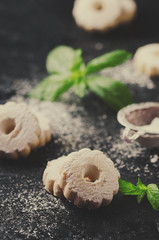 Homemade sweet cookies with mint