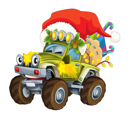 Cartoon christmas truck - isolated - illustration for children