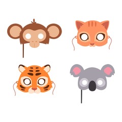 Cartoon animal party mask vector.