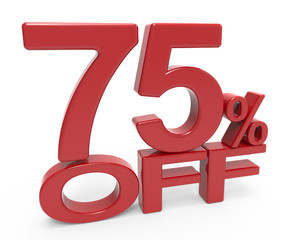 3d rendering of a 75% symbol