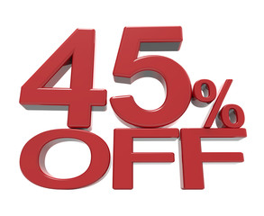 3d rendering of a 45% off symbol