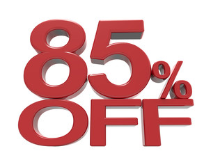 3d rendering of a 85% off symbol