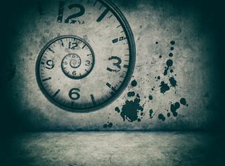 infinite time concept. twisted clock face - obrazy, fototapety, plakaty