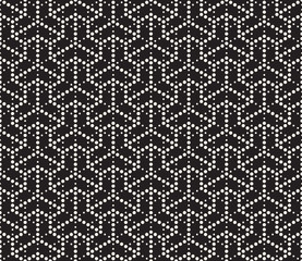 Vector Seamless Black and White Dotted Lines Grid Pattern