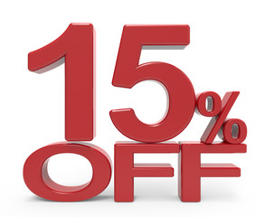 3d rendering of a 15% off symbol