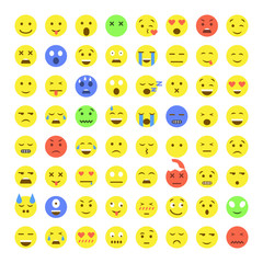 Set of Emoticons. 64 Emoji.