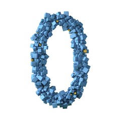 blue numbers from cubes, 0, zero, nil