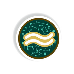 stylish icon in paper sticker style zodiac Aquarius