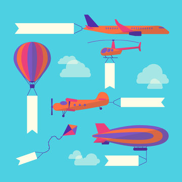 Air Vehicles Banners Set. Vector