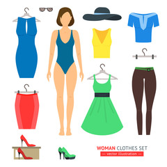 Girl or Woman Clothes Set. Vector