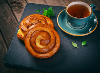 Cup of tea and sweet buns