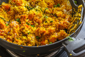 Vegetable Biryani in a Skillet