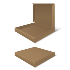 Template Blank Cardboard Pizza Boxes. Vector