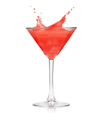 red juice splash isolated on white