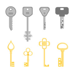 Golden and Silver Key Set. Vector