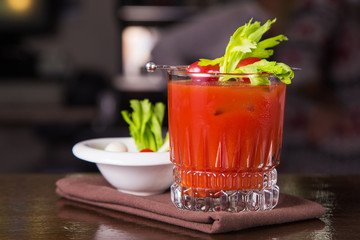 cocktail with vodka and tomatoes juice