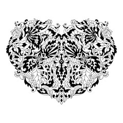 Hand drawn flower heart