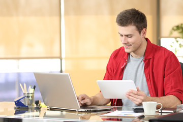 Entrepreneur working with technology equipment