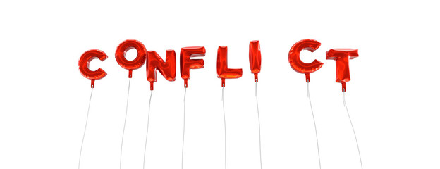 Obraz na płótnie Canvas CONFLICT - word made from red foil balloons - 3D rendered. Can be used for an online banner ad or a print postcard.