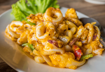 Stir Fried Squid with Salted Egg Yolk 