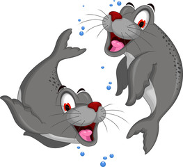 cute couple Seal cartoon