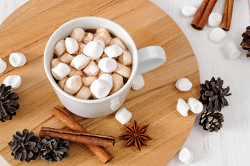 Cup of hot cocoa with marchmallows