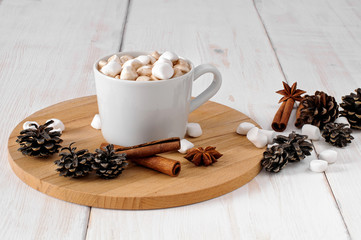 Cup of hot cocoa with marchmallows