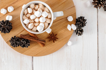 Cup of hot cocoa with marchmallows