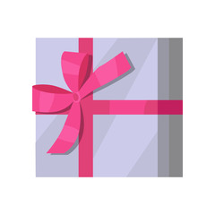 Silver Gift Box with Pink Ribbon