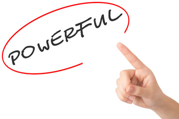 Hand of a young girl points to a word