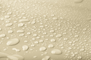 Drops of water on a color background. Gray. Shallow depth of fie