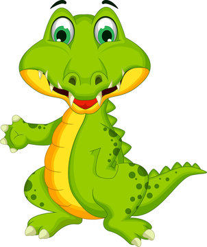 funny crocodile cartoon posing