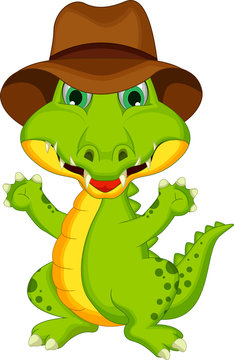 funny crocodile cartoon posing