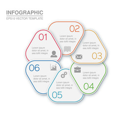 Vector infographic template, circular diagram, 6 options