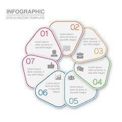 Vector infographic template, circular diagram, 7 options