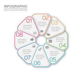 Vector infographic template, circular diagram, 8 options