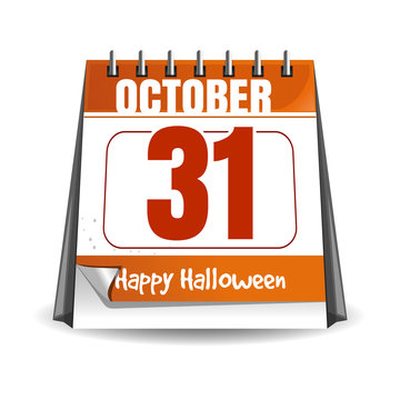 Halloween calendar. Holiday date. 31th October. Illustration isolated on white background