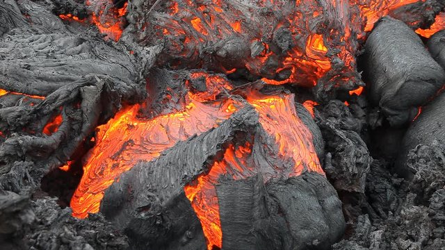 Volcanic eruption Tolbachik, lava flow, Russia, Kamchatka