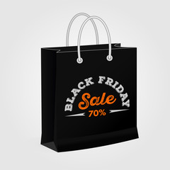 "Black friday sale" - paper shopping bag. Advertising design.