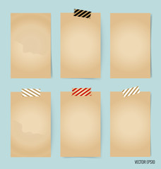 Blank old note papers, ready for your message. Vector illustrati