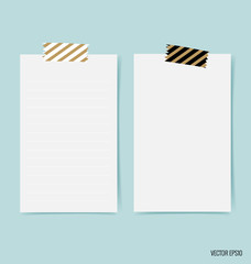 Blank white note papers, ready for your message. Vector illustra