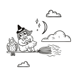 Happy Halloween vector card with hand drawn spooky and cute objects.