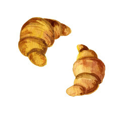 watercolor drawing croissants