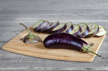 Eggplant lie on the cutting board