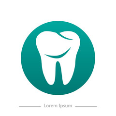 Tooth logo in green rectangle with shadow Dental Clinic