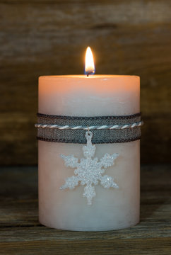 Dezember Weihnachtskarte Kerze mit Schneeflocke Stern