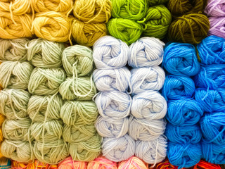 Fototapeta na wymiar Image of colorful wool yarn, knitting wool